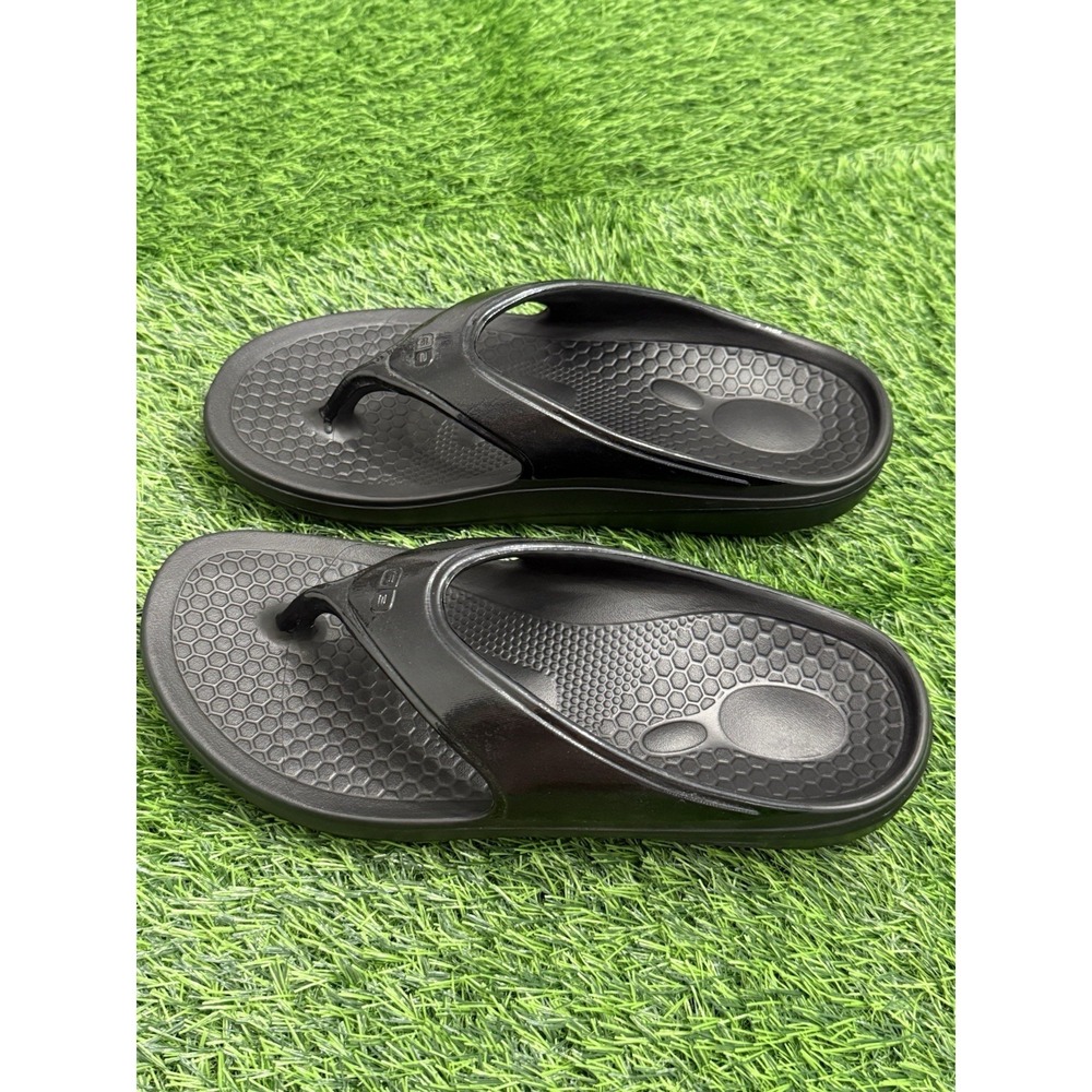 Spenco Fusion 2 Recovery Thong Sandals Comfort Glossy Black Men's 9 Women's 11